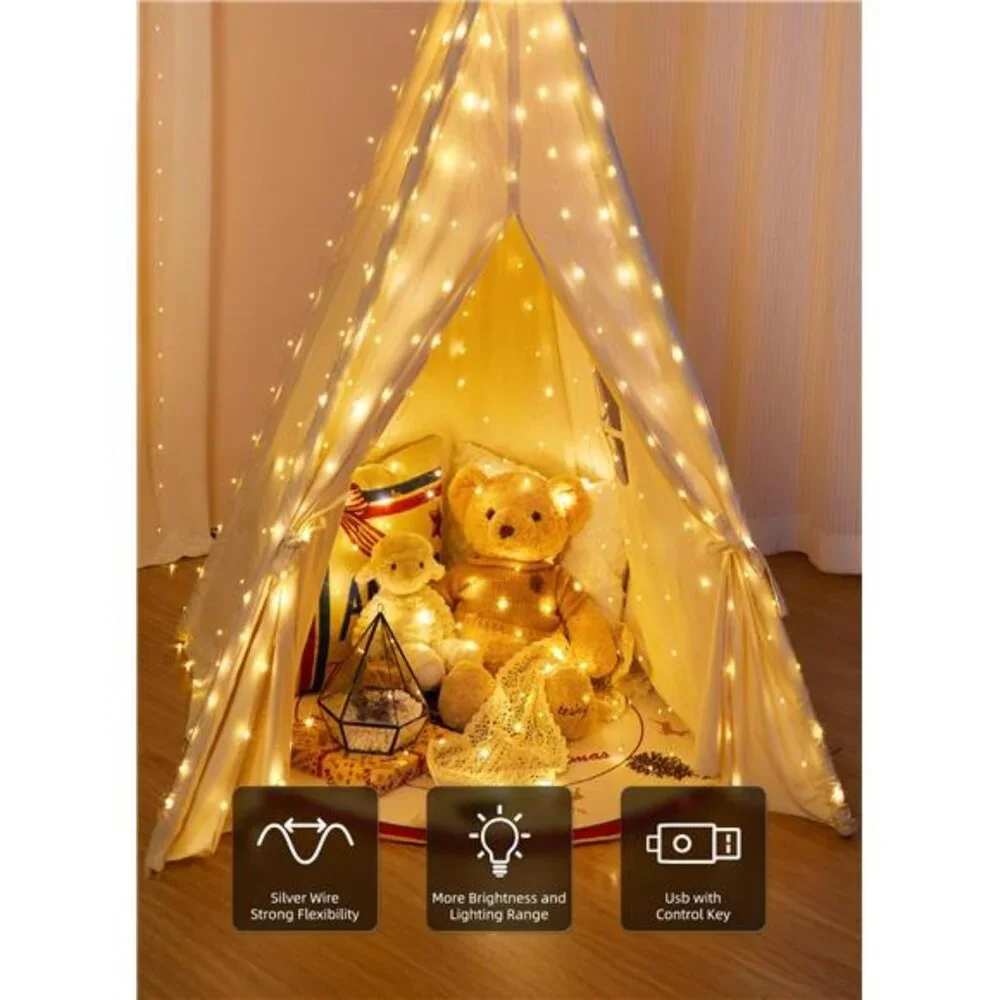 300 LED Fairy Curtain Lights USB String Lights Warm White Twinkle Lights Indoor